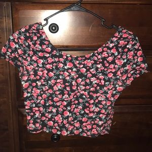 Short Sleeve Floral Crop Top T-shirt